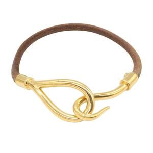 HERMES Brown Leather Charm Bracelet